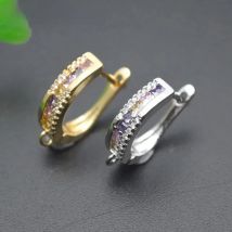 Nickle Free Anti-fading Round Shape Metal Earring Hooks Zircon Beads Paved Jewelry Findings 10pc Wholesale Lots Bulk