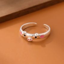 New Fashion Sweet Pig 925 Sterling Silver Jewelry Personality Cute Animal Pig Popular Exquisite Opening Rings  R222