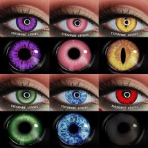 AMARA 2pcs Cosplay Colored Contact Lenses Anime Contact Lenses Blue Eye Lenses Yearly Crazy Halloween Makeup Colorful Lens