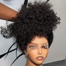 350 Density Glueless 13x6 13x4 Lace Front Wigs Human Hair Pre Plucked Kinky Curly Wig Natural Color 360 Full Lace Wig for Women