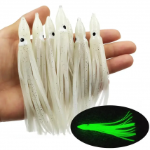 20/100pcs Luminous Squid Skirts Soft Lure pesca 5cm/9cm/11cm Night Fishing Lure Octopus Glow Rubber Artificial Bait for Tuna Sai