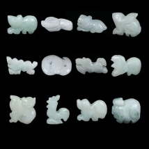 A Set DIY Natural Emerald Chinese Zodiac Pendant Necklace Jewellery Fashion Ccessories Hand-Carved Woman Mulet Gifts Customized