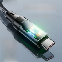 OOZCC 120W Type C Fast Charging Cable 6A USBA to Type C Nylon Data Cord for Xiaomi Samsung With Led Display USB C Cable