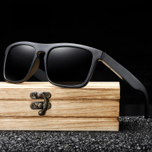 GM New Arrivals Black Wooden Polarized Sunglasses for Men Bamboo Sunglasses Red UV400 Lenses Fashion Driving Shades carton S5523