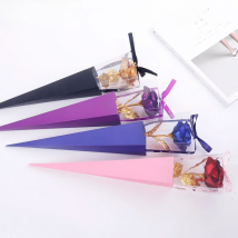 Galaxy Rose Eternal 24K Gold Flower Foil Plastic Artificial Roses Valentines Day Gift Beauty Golden Flowers for Wedding Decor