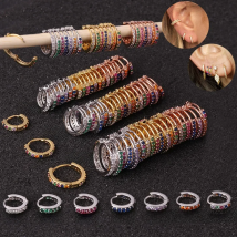 1pc 6mm/8mm/10mm Multicolor Cz Hoop Cartilage Earring Simple Helix Tragus Daith Conch Rook Snug Ear Piercing Jewelry