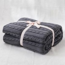 Battilo Cotton Knitted Throw Blanket Soft Cozy Cable Knit Sofa Throws Large Heavyweight Decorative Blanket for Twin Queen Bed