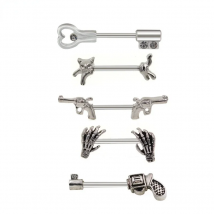 1Pair 5 Choice Gun Key shape Hand Nipple piercing Gun Piercing 14G 1.6x12/14mm No-Infection Body Jewelry Barbells