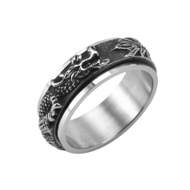 Unique 8mm Titanium Stainless Steel 3 Color Rotating Dragon Band Punk Style Personality Men's Ring Jewelry Charm Party Gift