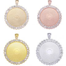 10pc/lot 25mm Set With Rhinestones Necklace Pendant Setting Cabochon Cameo Base Tray Bezel Blank DIY Jewelry Making Findings