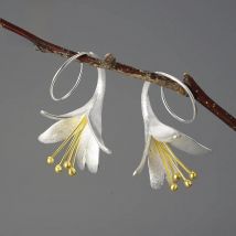 Lotus Fun Unusual Big Elegant Fashion Flower Dangle Earrings for Women Real 925 Sterling Silver Statement Luxury Fine Jewelry