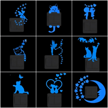 Light Switch Decoration Cartoon Luminous Stickers Kids Room Wall Laptop Fridge Car Vinyl Decal Moon Star/Cat Butterfly/Fairy/Dog