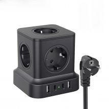 Eu plug tower desktop power board 5 AC sockets and 2 USB-A 2 USB-C ports Fast charging power adapter 2 meters extension cord