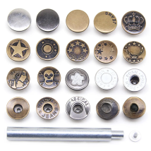 10pcs 17mm Bronze Fashion Hollow Metal Brass Jeans Buttons Shank Button For Garment Bants sewing clothes Accseeories Handmade