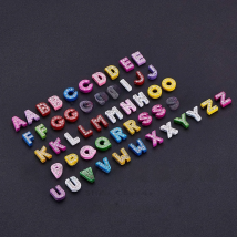 1pcs 8MM Painting Full Rhinestone Slide Letters Charms A-Z Alphabet Slide Bead Charms Fit 8mm DIY Wristband & Bracelet Keychain