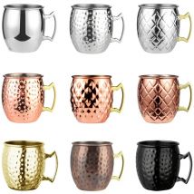 1pcs 550ml 18 Ounces Moscow Mule Mug Stainless Steel Hammered Copper Plated Beer Cup Coffee Cup Bar Drinkware