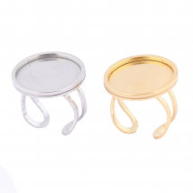 5pcs Stainless Steel Gold Plated Fit 20mm Cabochon Ring Base Blanks Diy Adjustable Fingerring Bezel Settings For Jewelry Making