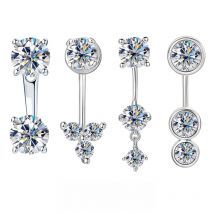 AINUOSHI Brinco Prata 925 Sterling Silver Earrings Front Back Double Sided 3MM/4MM/5MM Moissanite Stud Earring For Women Jewelry