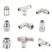 SUS 304 Stainless Steel Pneumatic Hose Fitting PC PCF PL PE PU 8mm Full Metal Quick Release Pipe Connector Joint 1/2 1/8 1/4 3/8
