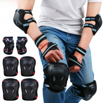6Pcs/Set Teens & Adult Knee Pads Elbow Pads Wrist Guards Protective Gear Set for Roller Skating, Skateboarding, Cycling Sports