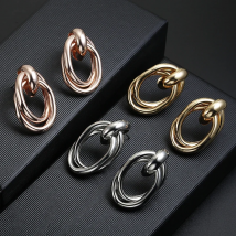Shiny Golden Oval Shape Clip Earrings No Pierced for Women Punk Geometric Vintage Maxi Ear Clips Wedding Party Bohemian Jewelry