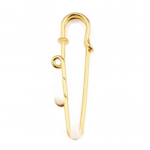 Fashion Iron Based Alloy Safety Pin Brooches Connectors Jewelry DIY Findings Gold silver color 3 Loops 50mm x 17mm, 10 PCs