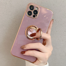 Luxury Plating Finger Ring Holder Case For iPhone 17 Air 13 14 Pro Max 16 15 12 Soft Phone Cover For iPhone 11 Case