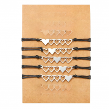 Fashion New Sisters Card Bracelet Stainless Steel 5 Linked Heart Woven Friendship Bracelet 5 Pieces Set Wholesale