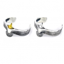 New Retro Thai Silver Eagle Bracelets 925 Sterling Silver Jewelry Domineering Creative Feather Bird Opening Bangles TYB128