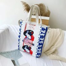 Vintage Rabbit Women Canvas Messenger Bag Large Capacity Student Girl Shoulder Bags Ladies Reusable Shopping Bag Tote Handbags