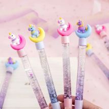 Kawaii Moon Unicorn Liquid Quicksand Gel Pen Neutral Pen Sequins Decorate Signature Pen School Office Supply Stationery Gift