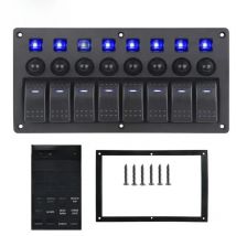 8 Gang Rocker Switch Panel For Jeep Boat Marine Car 12V 24V Waterproof On-Off 5pin 12v Led Panel Switch With Sticker Set
