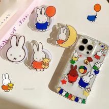 Kawaii Miffy Cute Mobile Phone Holder Cartoon Rabbit Acrylic Portable Scalable Air Bag Mobile Phone Bracket Decoration Girl Gift