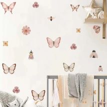 Cartoon Butterfly Bee Insect Wall Stickers for Kids Room on Wall Decoration Children Girls Room Wall Decals Bedroom Decor