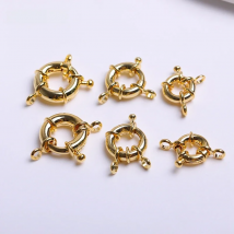 Multi Sizes Brass Spring Ring Clasp with Attach Rings 18K Gold Plating Sailor Clasps Connector DIY Jewelry Making Accessories