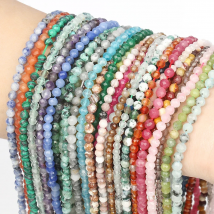 Natural Gem Stone Lapis Lazuli Amazonite Quartz Garnet Beads 2-4mm Micro Faceted Round Loose Beads for DIY Necklace Bracelet 15'