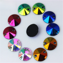 Cong Shao 100pcs 12mm Round Shape Black Crystals AB Rhinestone Flatback Sewing 2 Hole Stones Resin For DIY Wedding Dress WC763