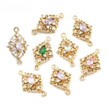 10PCS 18K Gold Color 2 Holes Rhombus Connect Charms Pendants High Quality Necklace Earrings Accessories Rosediy official-website