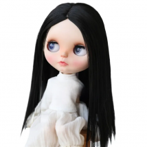 9-10 inch Blyth Wig Long Straight Black Hair 1B