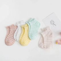 5Pairs/lot 2-9Y Baby Socks Summer Cotton Plaid Thin Kids Socks Solid Colorful Girls Mesh Cute Newborn Boy Toddler Socks Baby