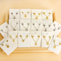 LUXUKISSKIDS Chic Elegant Heart Indian Fine Jewelry Sets Women Wedding Crown Steel Necklace And Earrings bijoux Bulk Wholesale