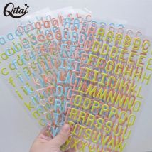 Alphabet Letters Sticker QITAI 4 Sheets 24Cm*12Cm  Self Adhesive Lowercase Uppercase Puffy Sticker Decorative Scrapbooking PS005