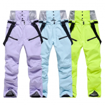 New Fashion Ski Pants Men Women Windproof Waterproof Snow Trousers Winter Snowboarding Suspender Pants with Waist Protection