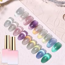 Vendeeni 9 Colors Sunglow Cat Eye Gel Nail Polish Magnetic UV Soak Off Gel Varnish Rosy Clouds Light Nail Art Gel Lacquer 15ml