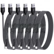 5Packs 18W USB Type C Charge Cable Charger Data Wire Cord For iPhone 16 15 Macbook Samsung S21 S20 S10 S9 S8 Huawei P40 Xiaomi 9