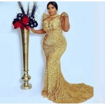 Sparkle African Aso Ebi Evening Dresses Mermaid Sheer Sequined Appliques Party Gown Prom Dresses For Black Girls Customized