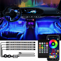 Neon LED Car Interior Ambient Foot Strip Light Kit Accessories RGB Backlight Remote App Music Control Auto Decorative Lamp