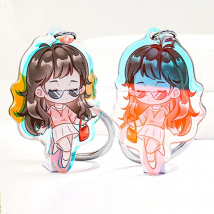 NO MOQ Acrylic Charms Holographic Custom Heart Epoxy Acrylic Keychains