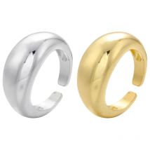 ZHUKOU Punk Hip-hop Chunky Rings for Women Trendy Geometric Round thick Gold color Ring Minimalist Wedding Jewelry VJ94