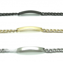 Gold Silver Black Color Stainless Steel Bracelet 6MM Smooth ID Bar 8" Curb Cuban Link 20cm for Men Women Jewelry Waterproof